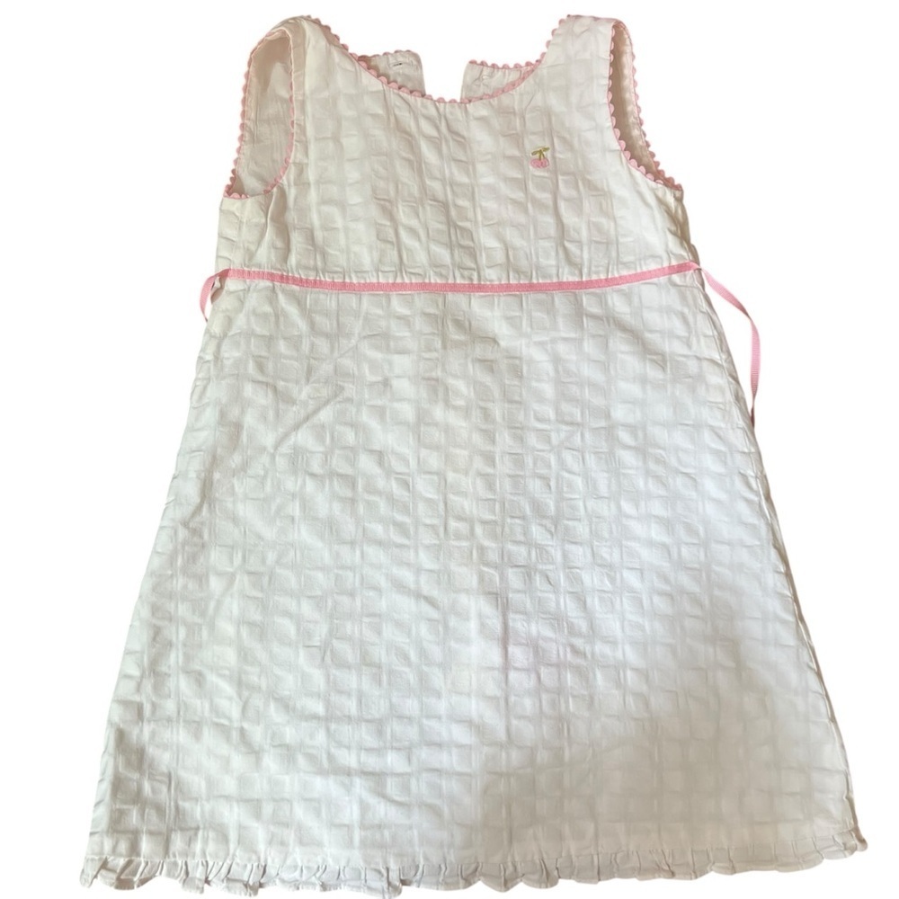 Children ZA| Kids white with a pink ribbon sleeveless dress- Size 5 years
